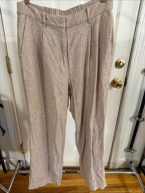 Old Navy Women's Straight-Leg Linen-Blend Pants in Light Taupe